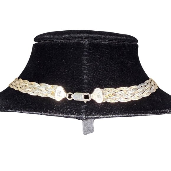 925 Sterling Silver Italian Braided Necklace PRL Stamp Women Jewelry 18" Lobster - Picture 2 of 7